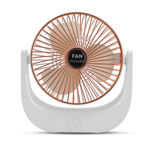 Hordozható mini asztali elektromos hűtőventilátor, 3 fokozatban állítható - Fehér és arany