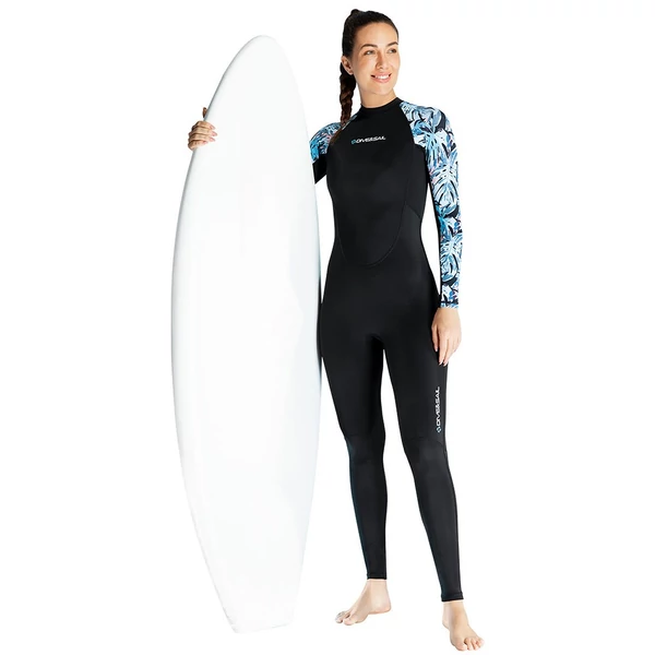 DIVE&SAIL női teljes testű búvárruha UPF50+ Ice-Sense fényvédő - Fekete, S méret