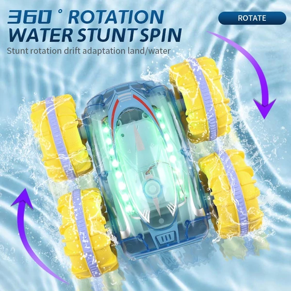 2,4 GHz 4WD kétéltű vízálló RC kaszkadőr autó - Kék, 1 akkumulátor