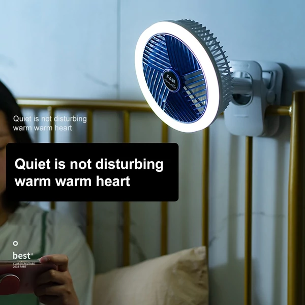 Hordozható elektromos, többfunkciós rögzíthető ventilátor – szabályozható éjszakai lámpa nélkül