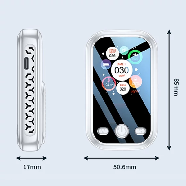 Beltéri hordozható PM2.5 PM10 PM1.0 érzékelő Levegőminőség érzékelő - Fehér
