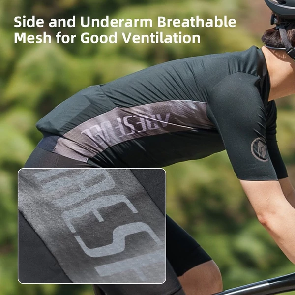 Férfi országúti kerékpáros mez, légáteresztő, gyorsan száradó - Fekete, M méret