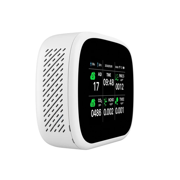 Tuya WiFi 10 az 1-ben levegőminőség-érzékelő, háztartási hordozható AQI PM2.5 PM1.0 PM10 CO2 TVOC HCHO teszter - Fekete