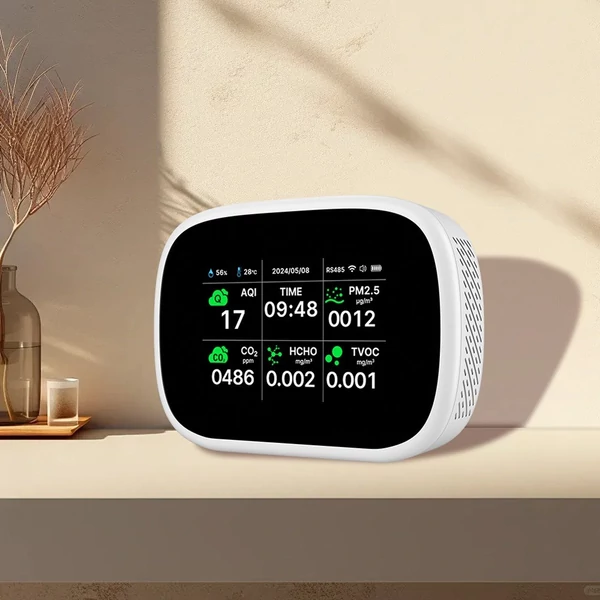 Tuya WiFi 10 az 1-ben levegőminőség-érzékelő, háztartási hordozható AQI PM2.5 PM1.0 PM10 CO2 TVOC HCHO teszter - Fekete