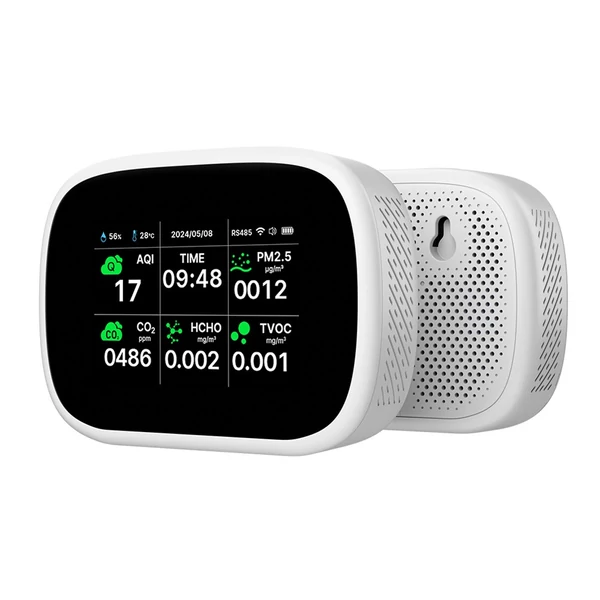 Tuya WiFi 10 az 1-ben levegőminőség-érzékelő, háztartási hordozható AQI PM2.5 PM1.0 PM10 CO2 TVOC HCHO teszter - Fekete