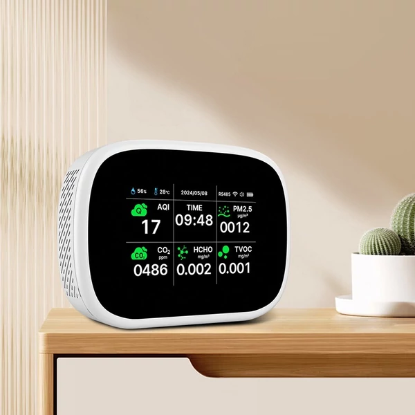 Tuya WiFi 10 az 1-ben levegőminőség-érzékelő, háztartási hordozható AQI PM2.5 PM1.0 PM10 CO2 TVOC HCHO teszter - Fekete