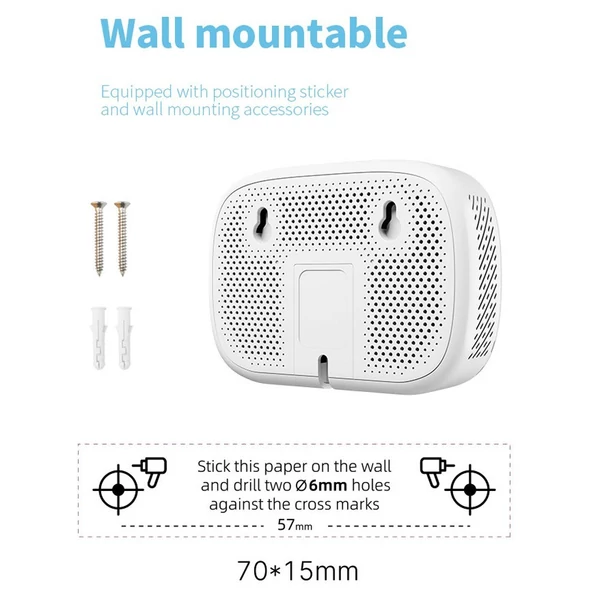 Tuya WiFi 10 az 1-ben levegőminőség-érzékelő, háztartási hordozható AQI PM2.5 PM1.0 PM10 CO2 TVOC HCHO teszter - Fehér