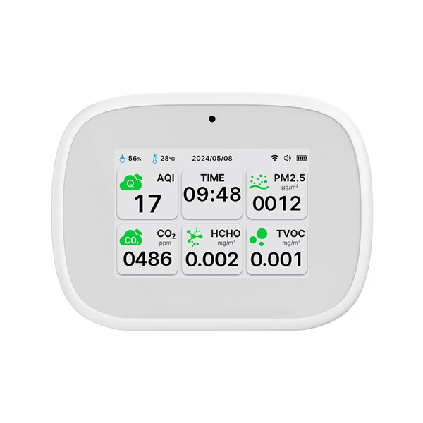 Tuya WiFi 10 az 1-ben levegőminőség-érzékelő, háztartási hordozható AQI PM2.5 PM1.0 PM10 CO2 TVOC HCHO teszter - Fehér