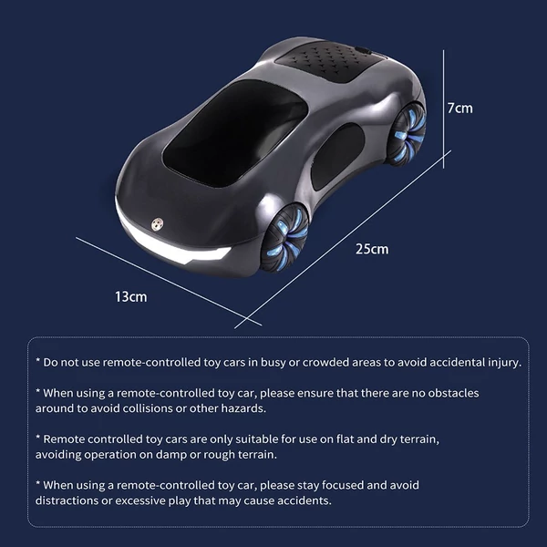 2,4 GHz-es távirányítós Drift Car dupla spray-vel, gesztusérzékelős vezérléssel - Fekete, 2 akkumulátor