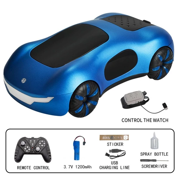 2,4 GHz-es távirányítós Drift Car dupla spray-vel, gesztusérzékelős vezérléssel - Kék, 3 akkumulátor