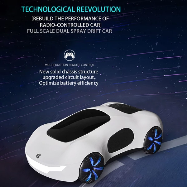 2,4 GHz-es távirányítós Drift Car dupla spray-vel, gesztusérzékelős vezérléssel - Fehér, 1 akkumulátor