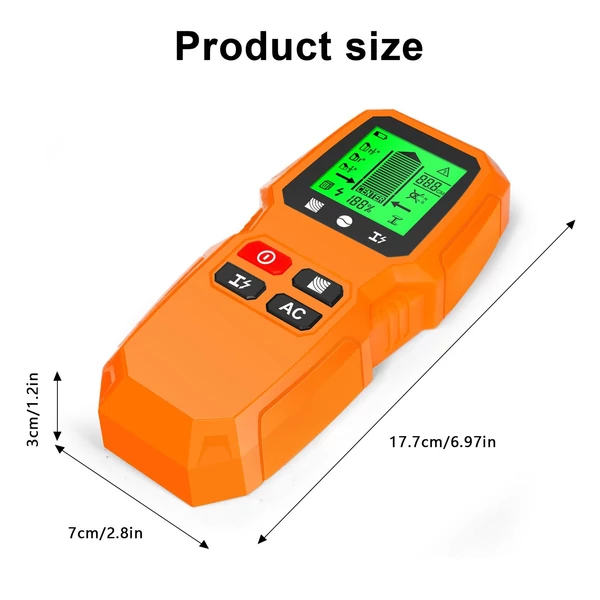 Stud Finder fali szkenner 5 az 1-ben elektronikus Stud Detector HD LCD kijelzővel - Sárga