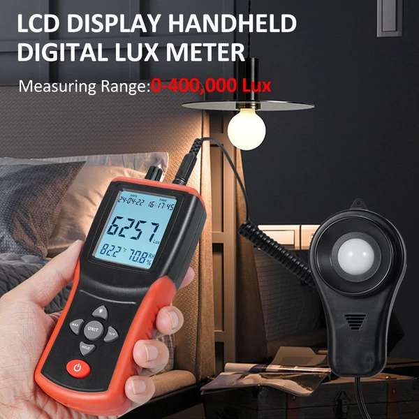 Digitális Lux mérő, 400 000 Lux digitális LCD zsebfénymérő