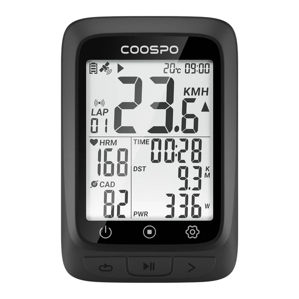 COOSPO BC107 kerékpáros számítógép, vezeték nélküli GPS kerékpár sebességmérő és kilométerszámláló - Fekete