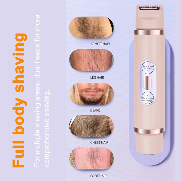 Kétfejű elektromos borotva, ajakhajra hónalj hajborotva - Pink