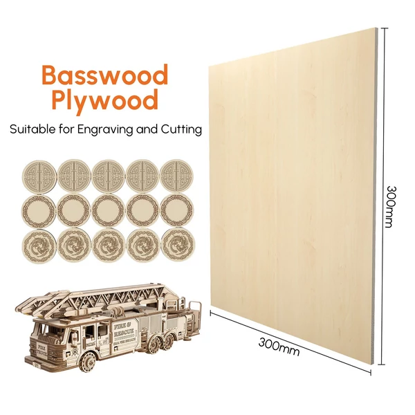 Algolaser 10 DB 30*30 cm-es rétegelt lemez, basszusfa lap, négyzet alakú befejezetlen fatábla barkácsoláshoz lézeres vágáshoz, fa égetéséhez, festéshez Modellfaragáshoz
