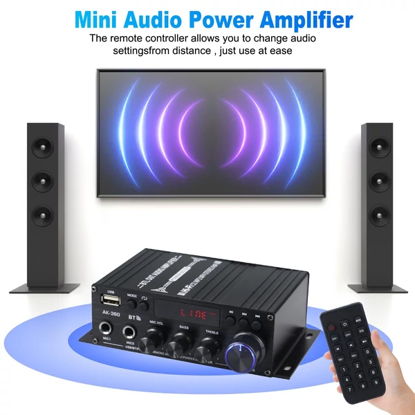 Mini audio teljesítményerősítő, 2CH 40W+40W autós otthoni használatra