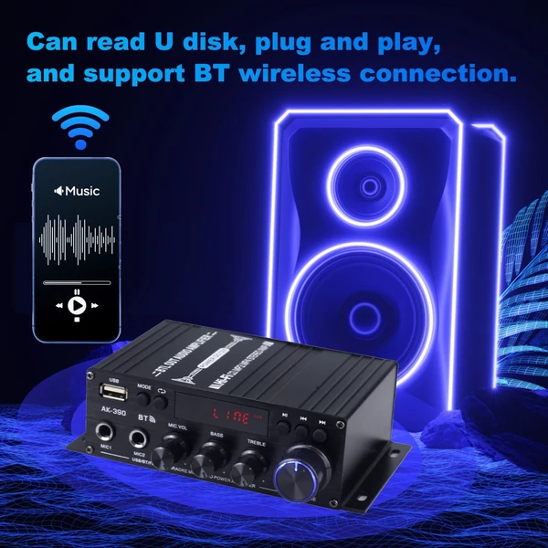 Mini audio teljesítményerősítő, 2CH 40W+40W autós otthoni használatra