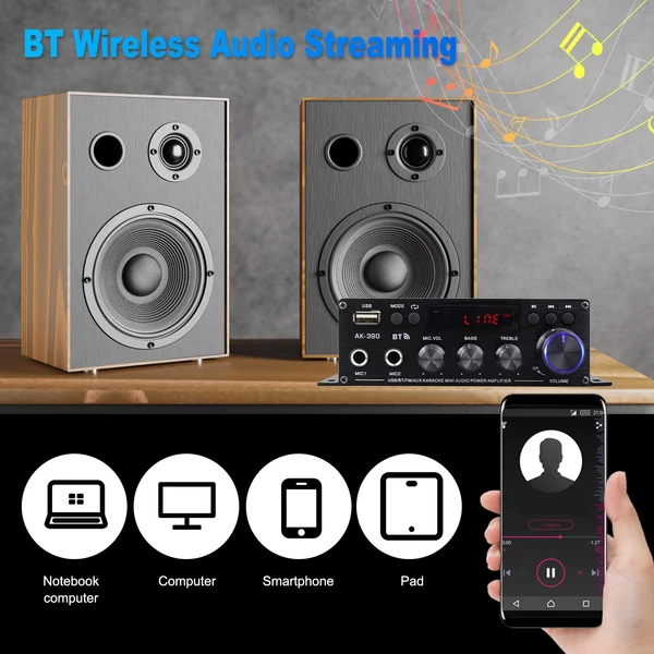 Mini audio teljesítményerősítő, 2CH 40W+40W autós otthoni használatra
