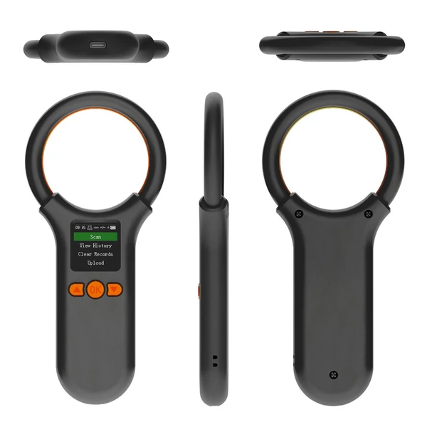 Állati mikrochip, állatcímke-szkenner, azonosító olvasó, RFID EMID állati kézi chip-olvasó - Fekete