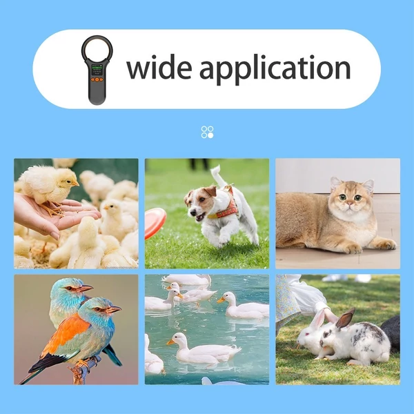 Állati mikrochip, állatcímke-szkenner, azonosító olvasó, RFID EMID állati kézi chip-olvasó - Fehér