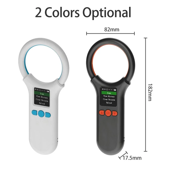 Állati mikrochip, állatcímke-szkenner, azonosító olvasó, RFID EMID állati kézi chip-olvasó - Fehér