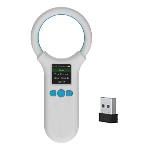 Állati mikrochip, állatcímke-szkenner, azonosító olvasó, RFID EMID állati kézi chip-olvasó - Fehér