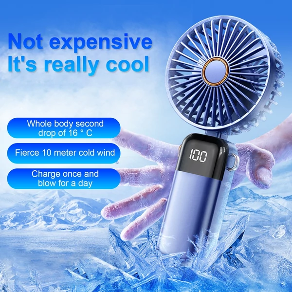 Kézi hordozható mini ventilátor, elektromos jéghűtő ventilátor - Fehér