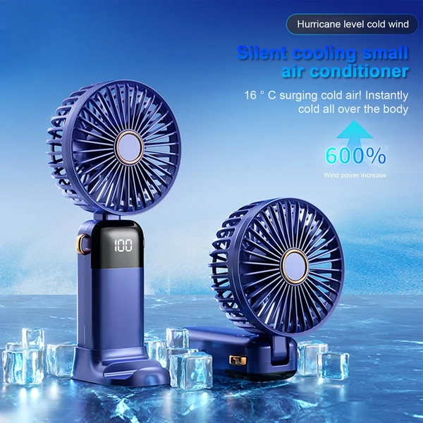 Kézi hordozható mini ventilátor, elektromos jéghűtő ventilátor - Pink