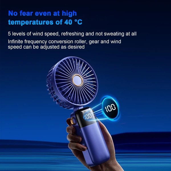 Kézi hordozható mini ventilátor, elektromos jéghűtő ventilátor - Kék