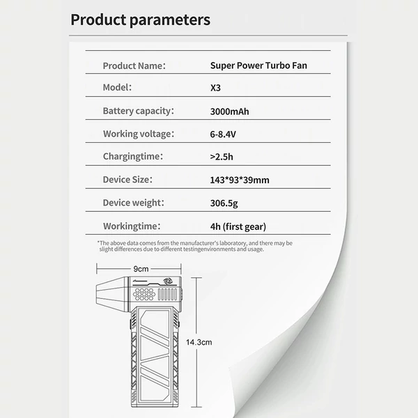 X3 Super turbóventilátor, sugárhajtású száraz fúvó – nagy sebesség, 130 000 ford./perc