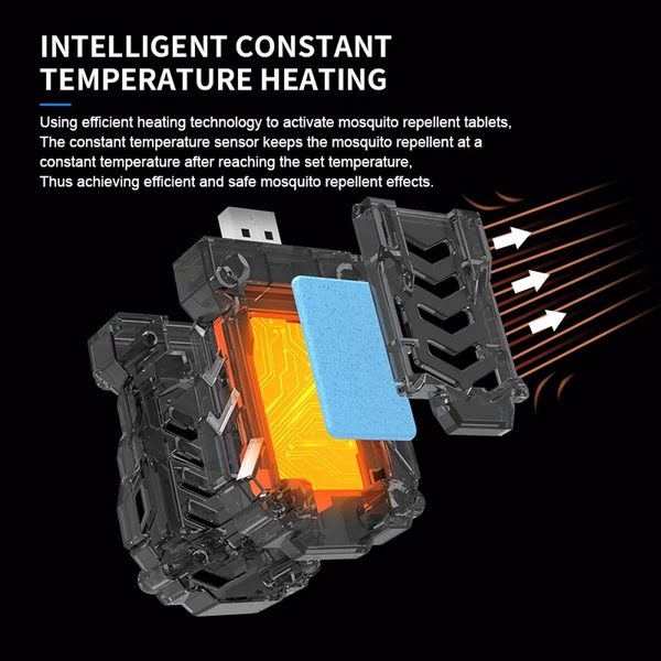 Hordozható USB-csatlakozós szúnyogriasztó, fűthető elektronikus szúnyogirtó - Zöld