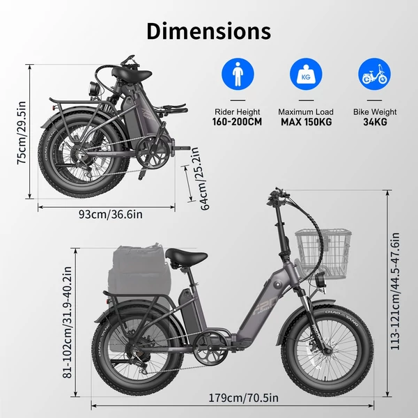 Fafrees FF20 Polar összecsukható elektromos kerékpár, 20*4,0 hüvelykes kövér gumiabroncs, 500 W-os motor - Piros