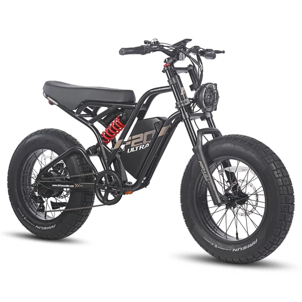 FAFREES F20 ULTRA elektromos kerékpár, 20*5 hüvelykes zsírgumi, 750 W-os kefe nélküli agymotor - Fekete és piros