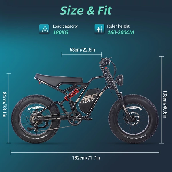 FAFREES F20 ULTRA elektromos kerékpár, 20*5 hüvelykes zsírgumi, 750 W-os kefe nélküli agymotor - Fekete és zöld