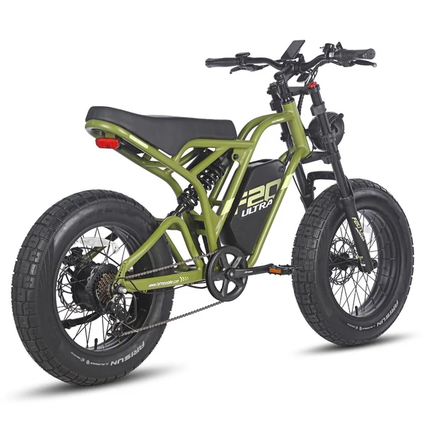 FAFREES F20 ULTRA elektromos kerékpár, 20*5 hüvelykes zsírgumi, 750 W-os kefe nélküli agymotor - Fekete és zöld