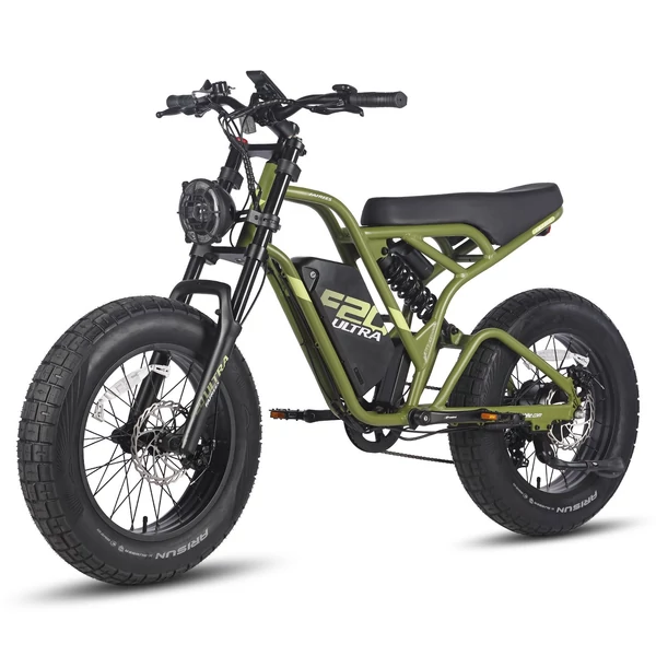 FAFREES F20 ULTRA elektromos kerékpár, 20*5 hüvelykes zsírgumi, 750 W-os kefe nélküli agymotor - Fekete és zöld