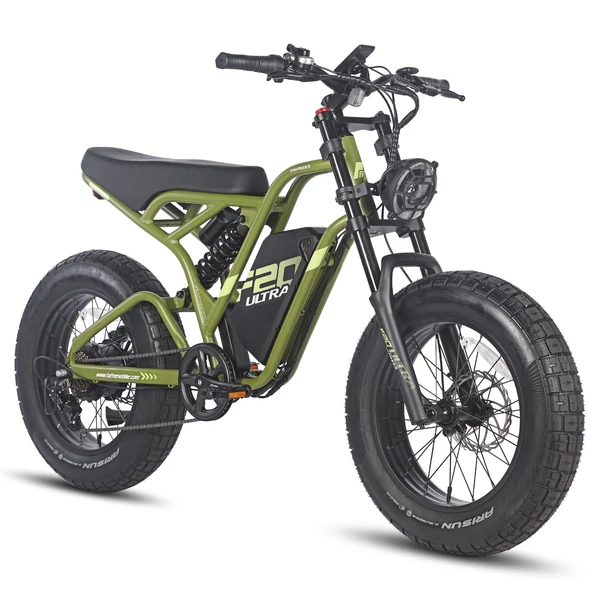 FAFREES F20 ULTRA elektromos kerékpár, 20*5 hüvelykes zsírgumi, 750 W-os kefe nélküli agymotor - Fekete és zöld