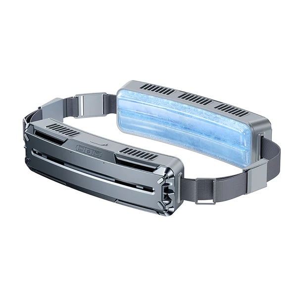Hordozható derékventilátor, jégkompressziós USB újratölthető hűtőventilátor - Szürke