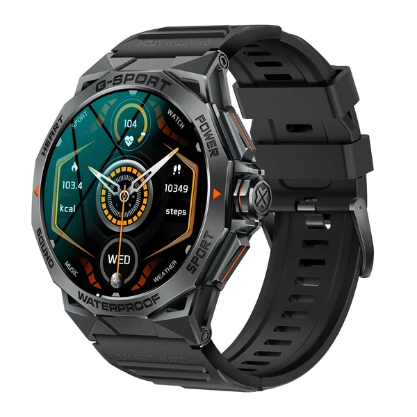 K62 intelligens karkötős sportóra, 1,43 hüvelykes AMOLED képernyős fitneszkövető - Fekete