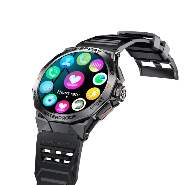 K62 intelligens karkötős sportóra, 1,43 hüvelykes AMOLED képernyős fitneszkövető - Fekete