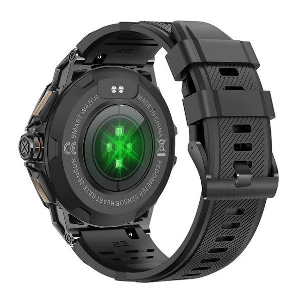 K62 intelligens karkötős sportóra, 1,43 hüvelykes AMOLED képernyős fitneszkövető - Fekete