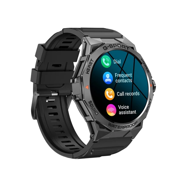 K62 intelligens karkötős sportóra, 1,43 hüvelykes AMOLED képernyős fitneszkövető - Fekete