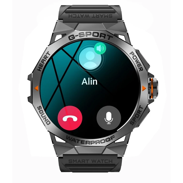K62 intelligens karkötős sportóra, 1,43 hüvelykes AMOLED képernyős fitneszkövető - Fekete