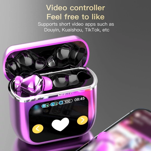 SE-60 érintőképernyős vezeték nélküli fülhallgató, Hi-Fi hangzás hosszú élettartammal - Pink
