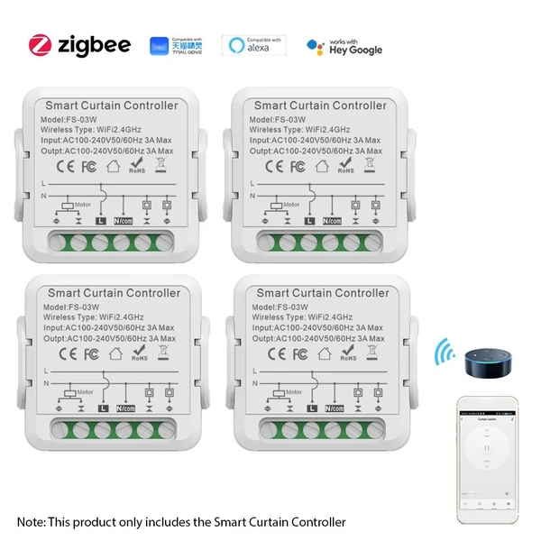 Intelligens függönyvezérlő, WiFi intelligens kapcsoló modul - Zigbee APP, 4 db