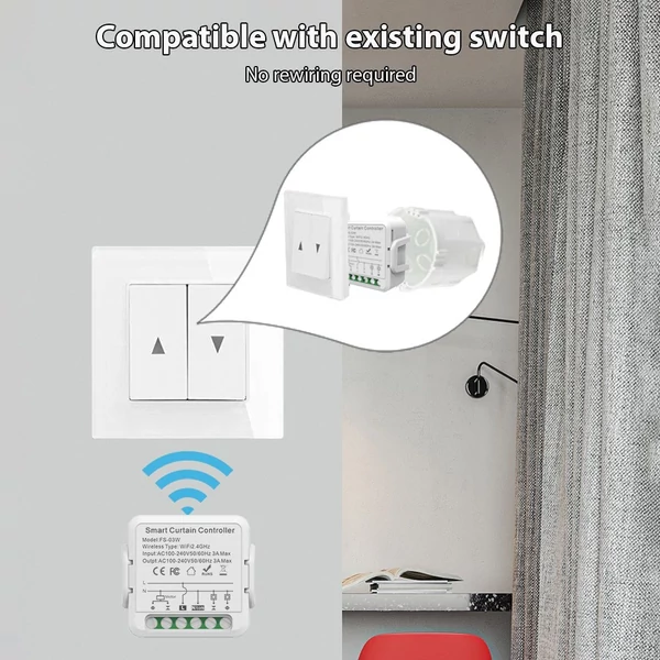 Intelligens függönyvezérlő, WiFi intelligens kapcsoló modul - Zigbee APP, 1 db