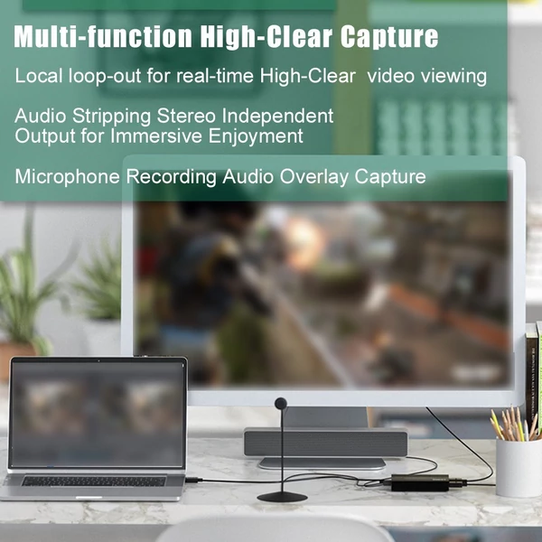 HDMI videorögzítő kártya független mikrofon audio bemenettel, 4K/60Hz nagy tisztaságú átvitel