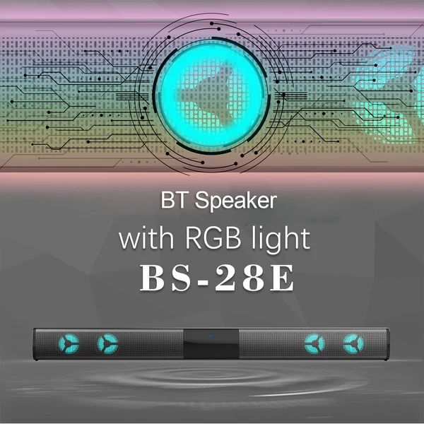 BS-28E Soundbar RGB környezeti fénnyel, audio BT hangszóró házimozi visszhangos fali hangszóró