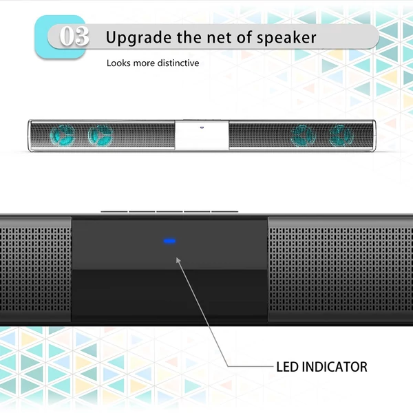 BS-28E Soundbar RGB környezeti fénnyel, audio BT hangszóró házimozi visszhangos fali hangszóró